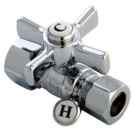 Kingston Brass Millennium 5/8-Inch OD Comp x 1/2-Inch OD Comp Quarter-Turn Straight Stop Valve, Polished Chrome