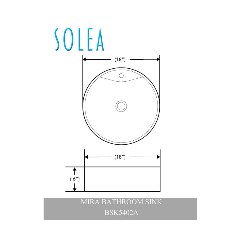 Mira White Ceramic Round Vessel Sink with Overflow Drain