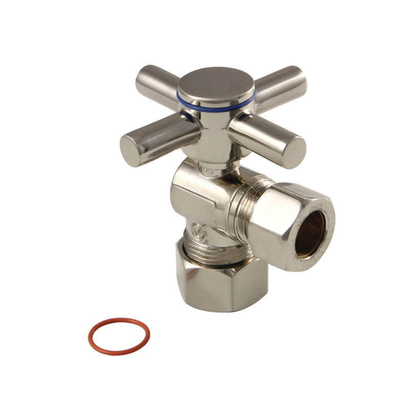 Laiton concord Kingston 5/8 po x 1/2 po Comp, robinet d'arrêt à angle quart de tour, Nickel brossé