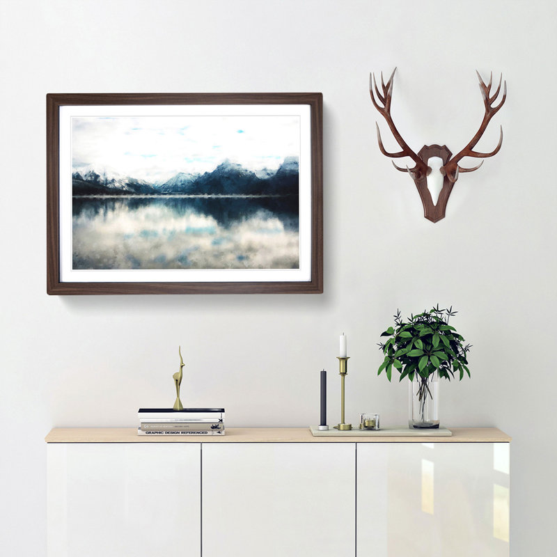 Lake Mcdonald Montana - Picture Frame Painting Print, Walnut Framed, 45cm H x 63cm W x 2cm D
