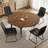55.1'' Round Dining Table Set, Modern Kitchen Table for 4-6 Person, Steel Legs, Pedestal Dining Set with Dining Chair, Saving Space-115296622-122499343-115296621