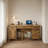 3 Piece Wood Executive Writing Desk Office Set - Rustic Oak