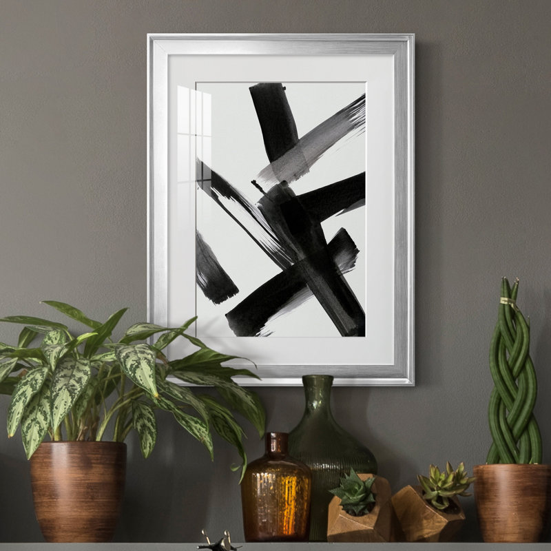 " Black Magic II " Painting Print, 24.5" H x 18.5" W x 1" D, Silver