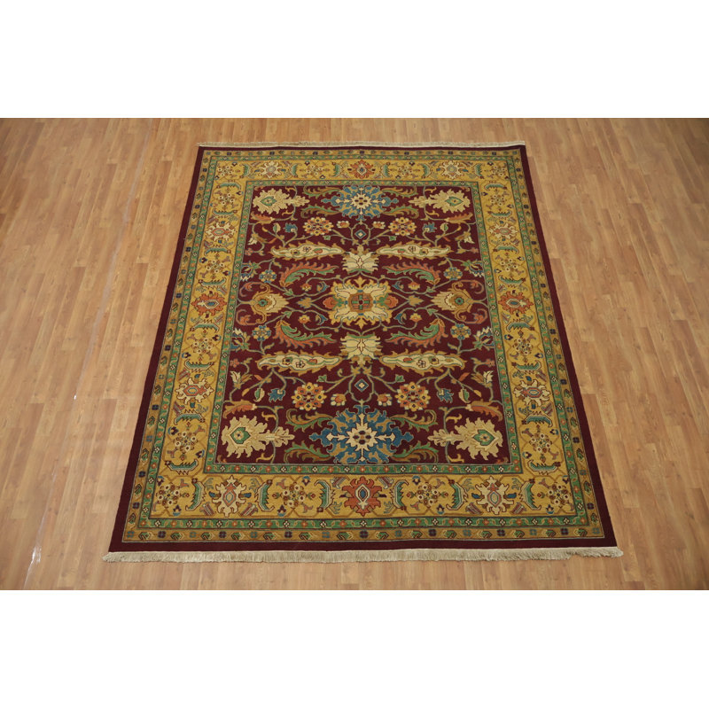 Tapis oriental luxueux bourgogne traditionnel 8 x 10