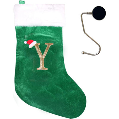 Bas de Noël monogrammés de 20 pouces avec lettres, bas de Noël super doux, bas de grand monogramme, bas de lettre rouge pour les Fêtes de Noël, cadeau de Noël…
