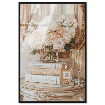 «Mirror and Classy Glam», art mural en verre acrylique ultrabrillant encadré, art de mode par Art Remedy, cadre noir, 20 x 30