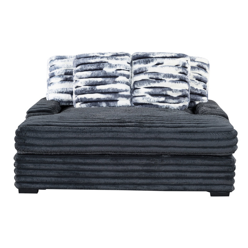 Fauteuil en velours côtelé gris tendance avec porte-gobelet et porte-gobelet