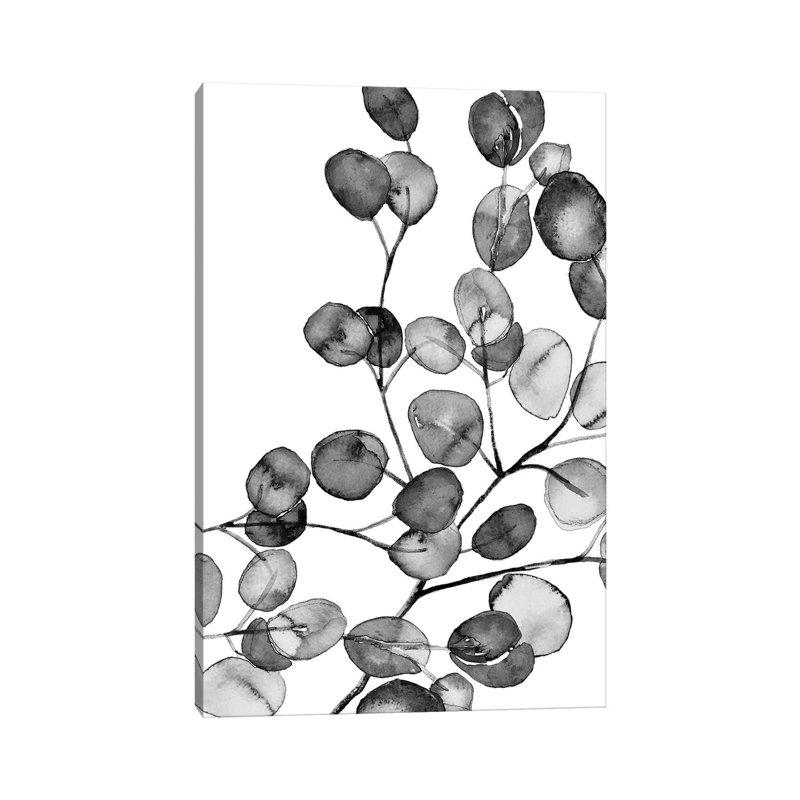 «Eucalyptus Watercolor Black and White» par Monika Strigel, impression sur toile tendue, H 40 po x l 26 po x P 1,5 po