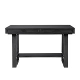 Rectangular Wooden Counter Height Table With Trestle Base In Gray
