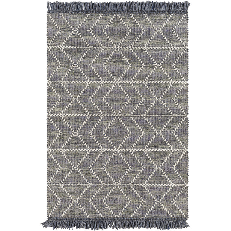 Tapis gris tissé à la main Althena, Rectangle 8 pi 10 po x 12 pi