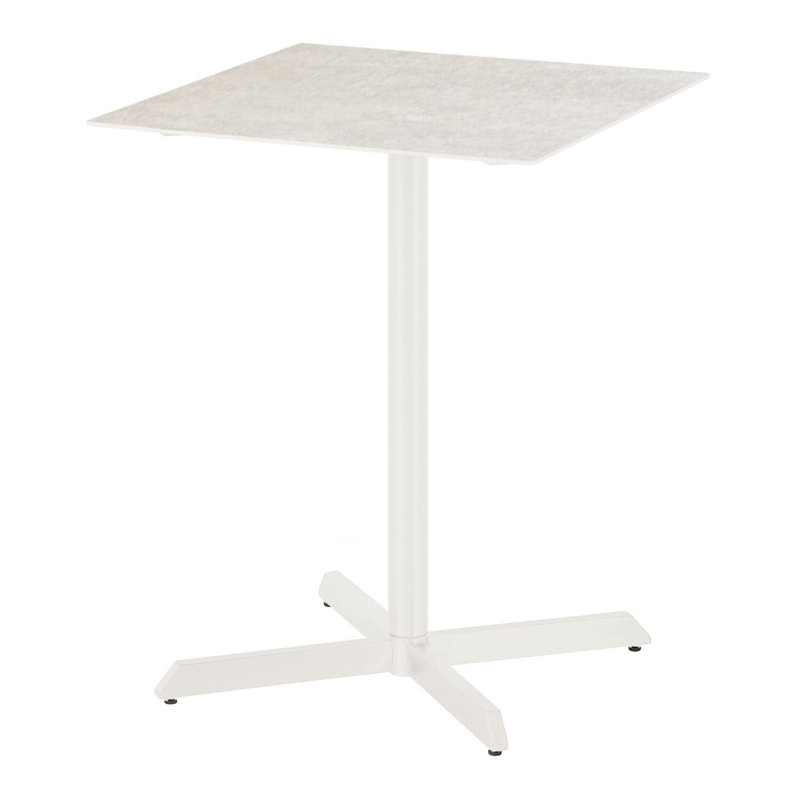 Equinox Pedestal Bar Table, Frost Ceramic Top/Arctic White Base, 36" H x 28" W x 28" D