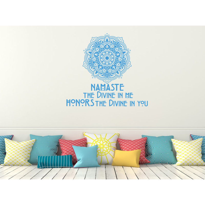 Décalcomanie murale décoration mandala Namaste, Bleu givré