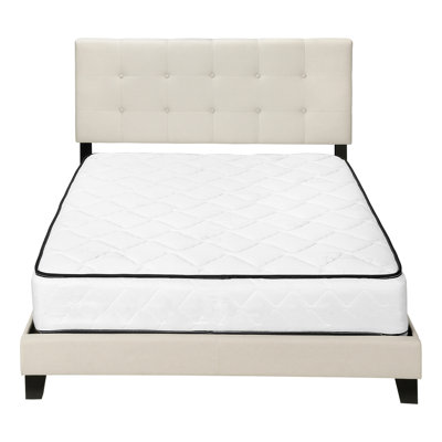 Lit, grand lit, tapissier, aspect lin, pieds en bois noir