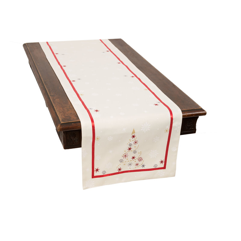 Solihull Festive Christmas Tree Embroidered Table Runner, 36" L x 16" W