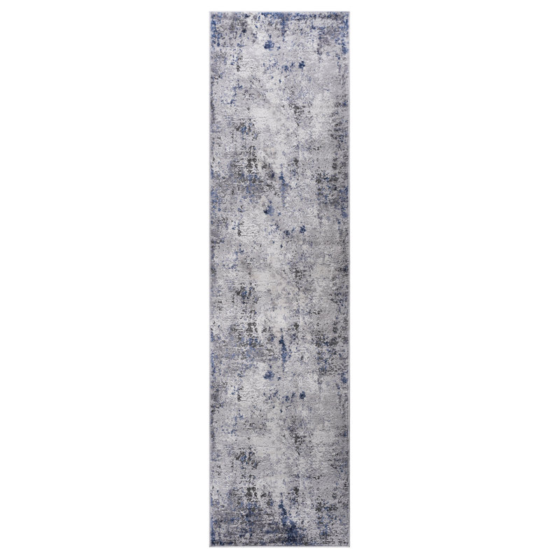 Stylish Area Rug - Silver/Blue/Abstract, Non-Shedding, Stain For Home Office Silver/Blue/Abstract , Non-Shedding Dining Room, Nursery