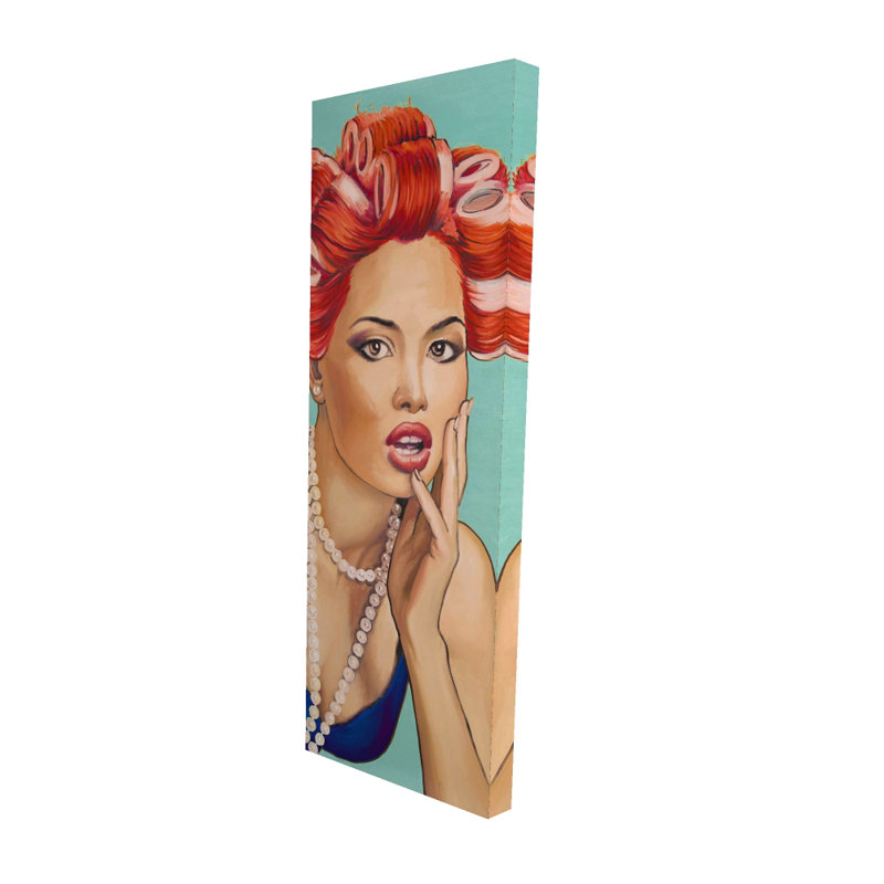 Pin-up avec toile de curling - art rétro
