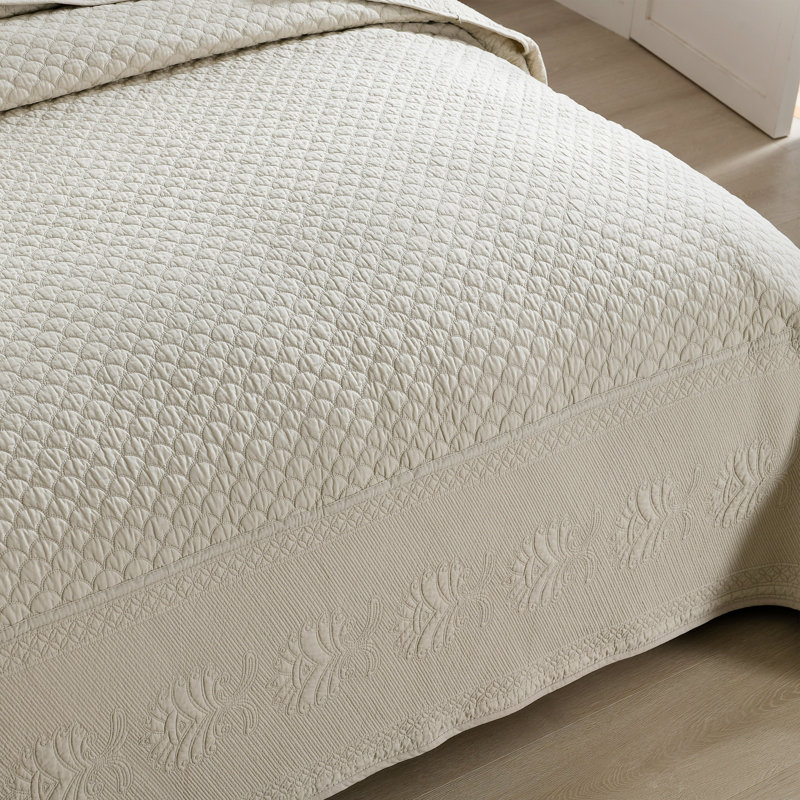 Ensemble de courtepointe en coton TMquilt, Beige, Courtepointe très grand et 2 très grandes taies 