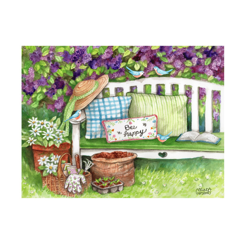 Art sur toile «bolice melinda hipsher bee» en lilas et oiseaux, H 14 po x l 19 po