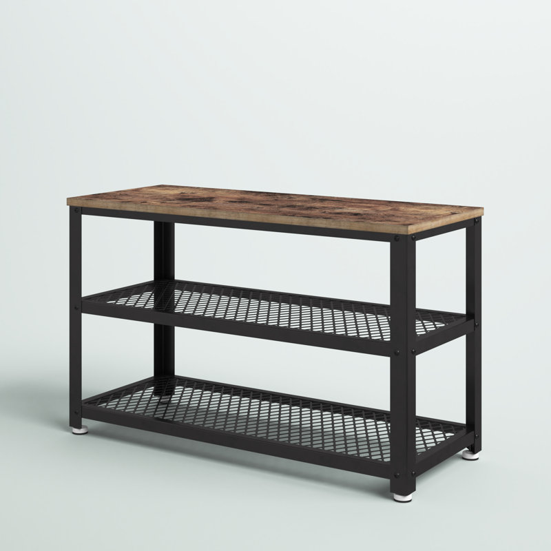 8 Pair Shoe Rack, Rustic Brown/ Black