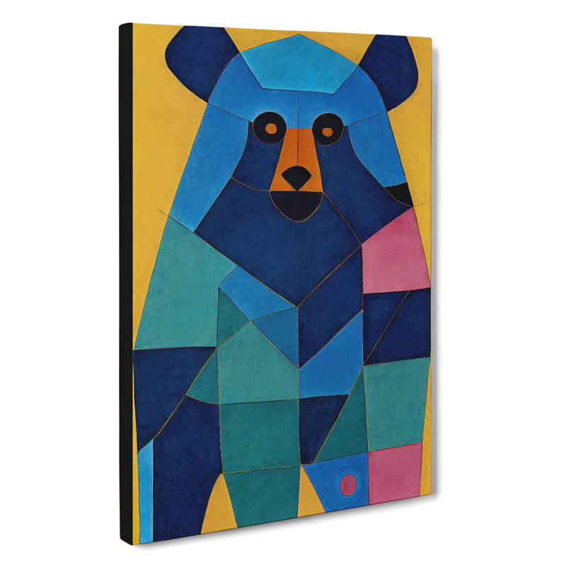 Geometric Bear No.4 Abstract - Wall Art, 60cm H x 40cm W x 3cm D, Wrapped Canvas