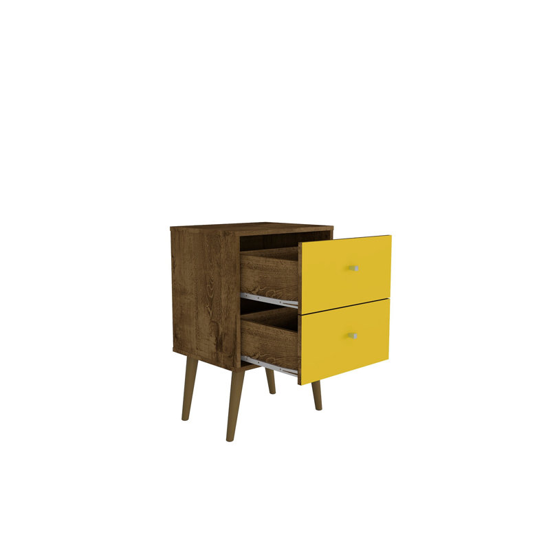 Liberty 18" Nightstand In Rustic Brown And Yellow (2-Drawer), Brown/Yellow