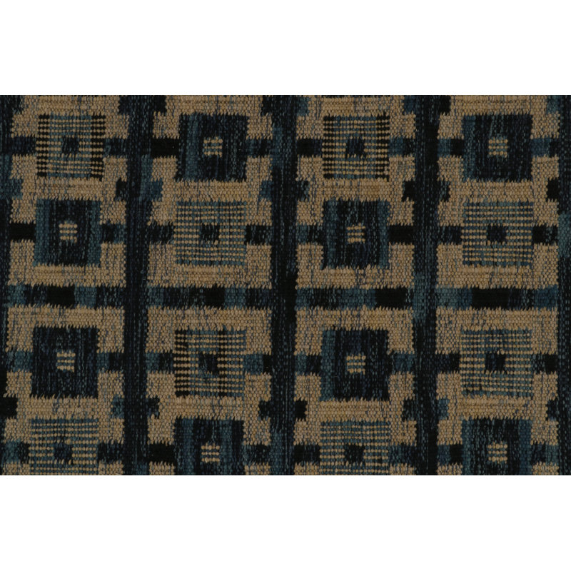 Rug & Kilim’S Scandinavian Rug In Blue And Beige-Brown Geometric Pattern