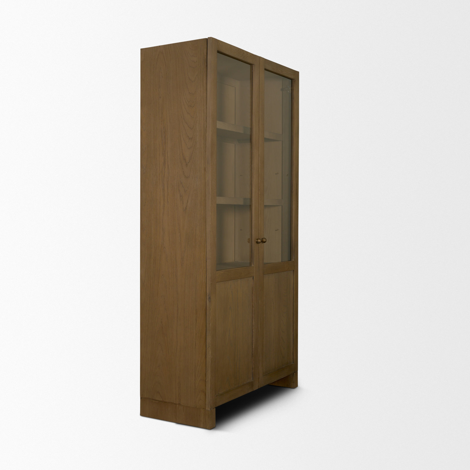 Mango Glass Accent Cabinet, Medium Brown