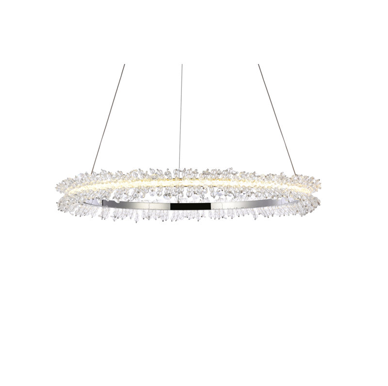 Luminaire suspendu Linke, H 60 po x l 26 po x P 2,8 po, Chrome, 26 lumières