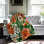 Mod - motif floral orange - couverture en sherpa de qualité supérieure - reproduction d'art luxueuse-97548359