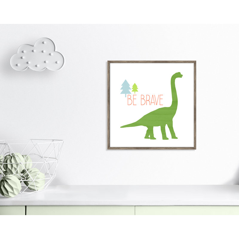 Dino Brave 1 ', art encadré, 26.5" H x 26.5" W x 1.18" D, Encadré de boîte de grange gris
