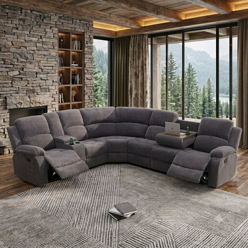 Ensemble de conversation modulaire inclinable 3 pièces avec console de rangement et porte-gobelets 199 po (ensemble de 3)