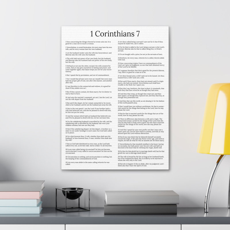 1 Corinthiens, chap. 7, bible blanche, toile, art mural chrétien