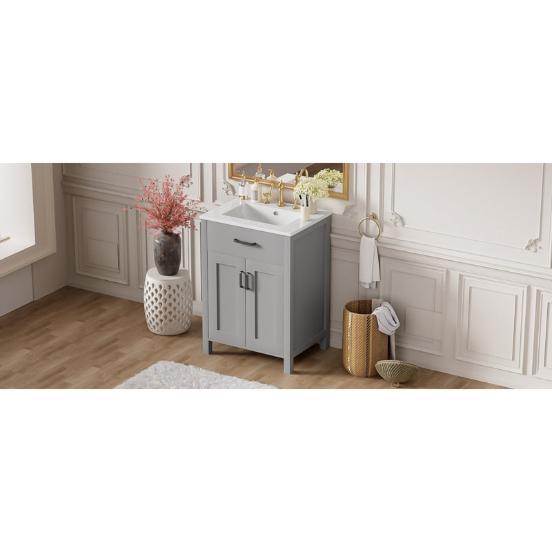 Space-saving Vanity Solid Wood Modern Compact Bathroom