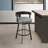 Ahlem Modern Swivel Counter or Bar Height Barstool with Arms and Open Low Back in Iron with Wood and Faux Leather-1183030929-1183030931