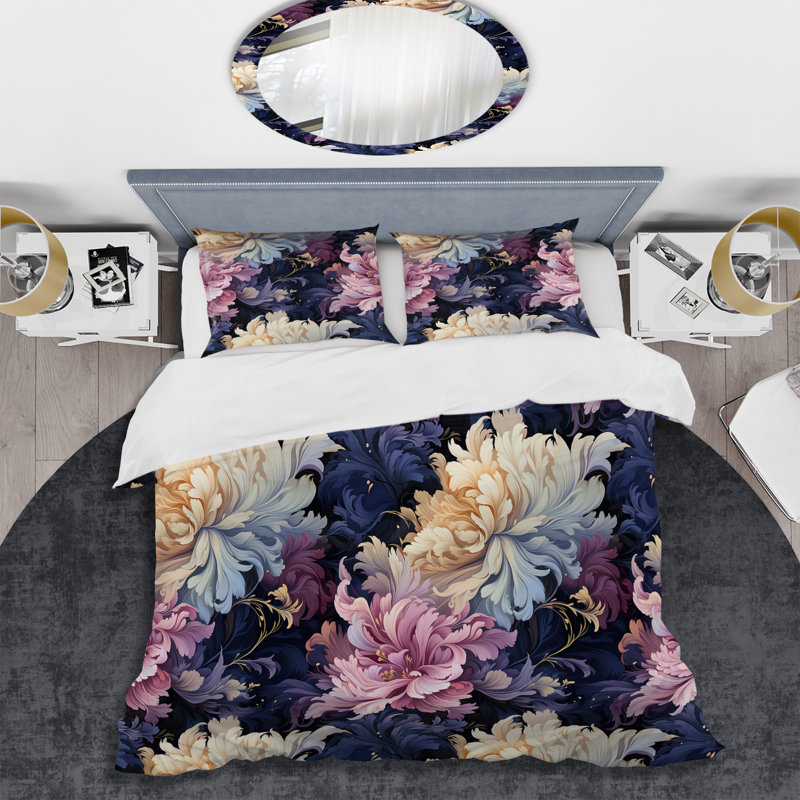 Ensemble de housse de couette Celestial Damask Mirage I - Damask, Housse de couette pour grand lit et 2 taies décor
