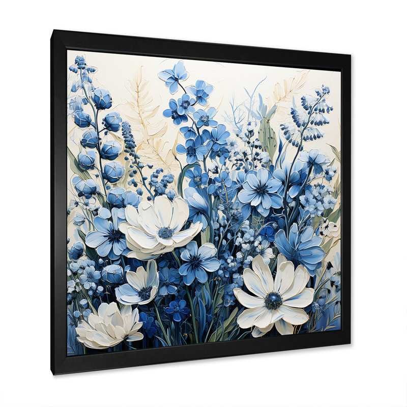 Blue Bonnets White Flowers III, reproduction d'art sur toile, H 16 po x l 16 po x P 1 po, Noir