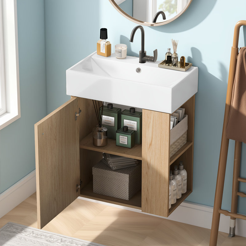 Meuble-lavabo flottant Modern, Bois