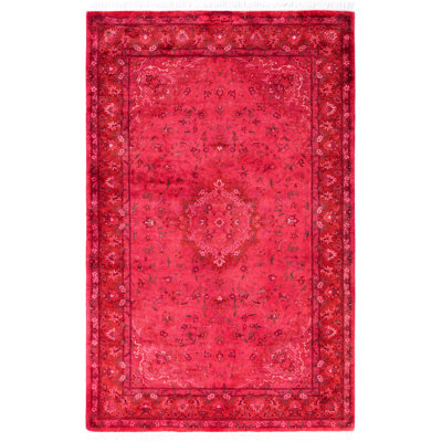Overdyed Hand-Knotted Wool Modern-Contemporary Pink Area Rug 3' 1" x 5' 1"