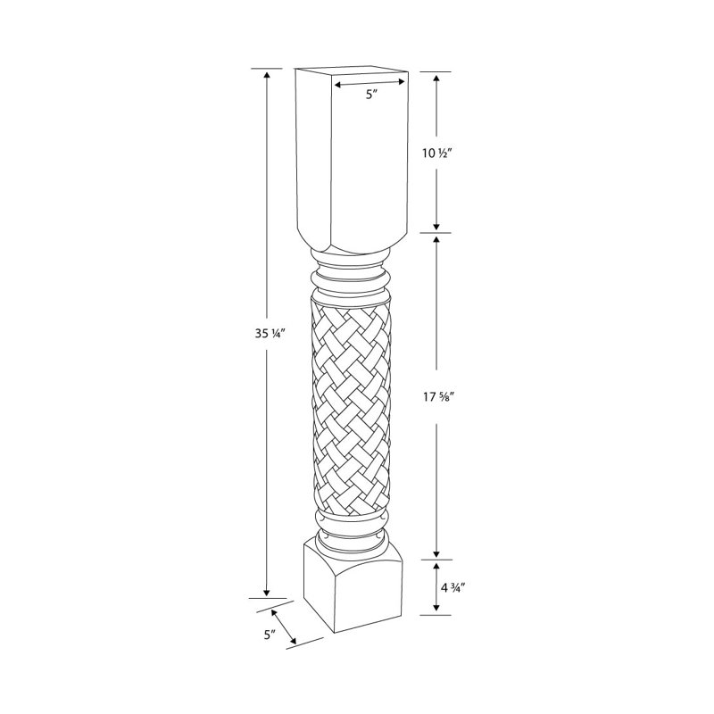 Pieds en cerisier à tissage ouvert Benius l 5 po de largeur x 35 1/4 po de hauteur, Cerise, H 35,25 po x l 5 po x P 5 po