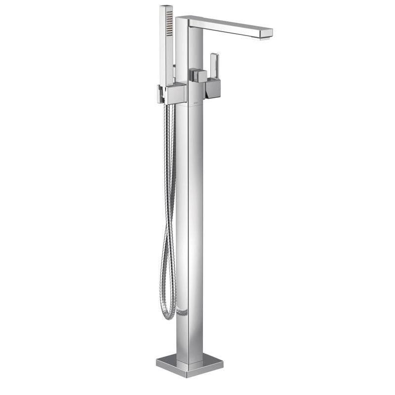 90 Degree Single Handle Floor Mounted Tub with Handshower, Chrome