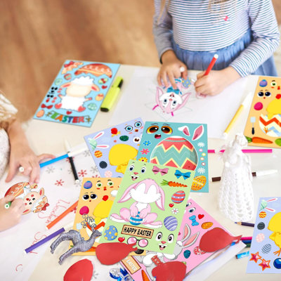 48 feuilles d'autocollants d'artisanat de Pâques pour les tout-petits - Créez vos propres autocollants de Pâques, Stuffers de panier de Pâques pour les tout-petits