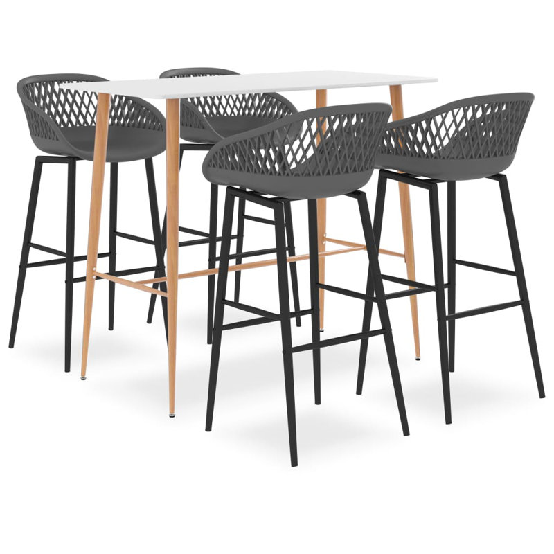 Barber 4 - Person Dining Set, Grey/Brown, White