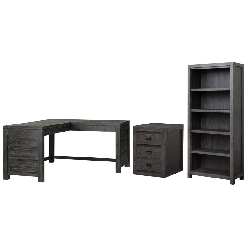 Bureau en L avec bibliothèque et classeur mobile