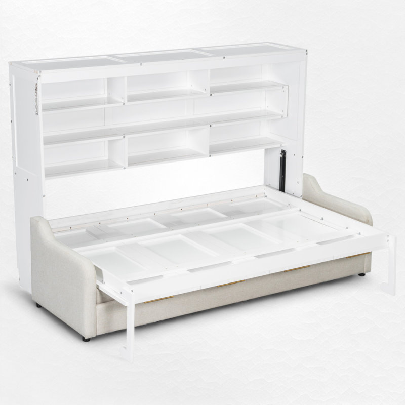 Lit escamotable double avec canapé et tablette