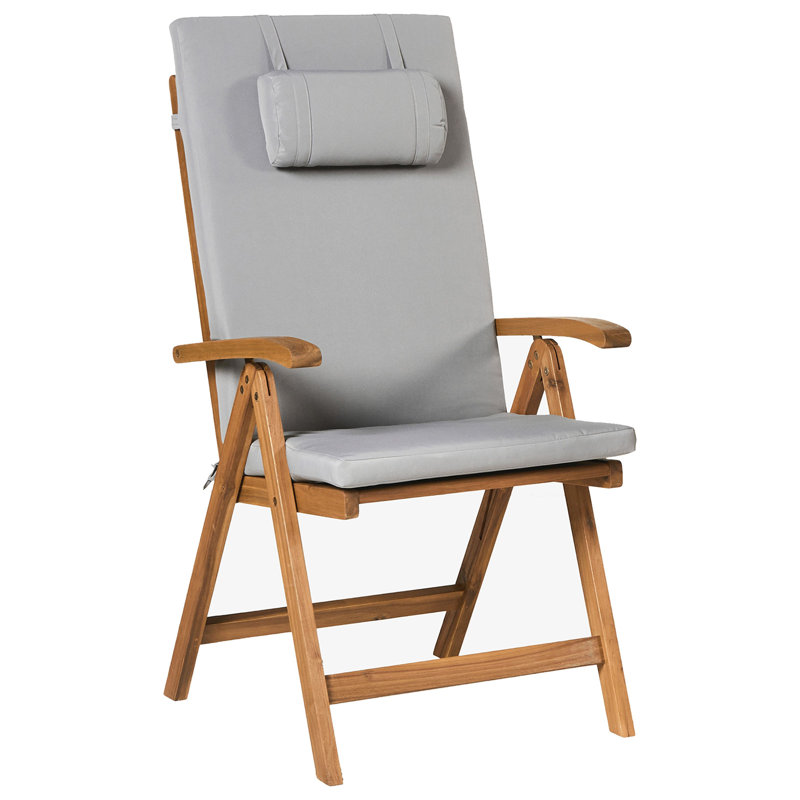 Aarica Folding Patio Dining Armchair with Cushion, Light Grey