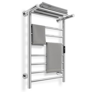 wall mount electric towel warmer heated towel rack with top shelf