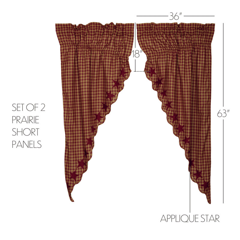 Navy Star Cotton Blend Room Darkening Curtain Panel Pair, Burgundy, Dark Tan
