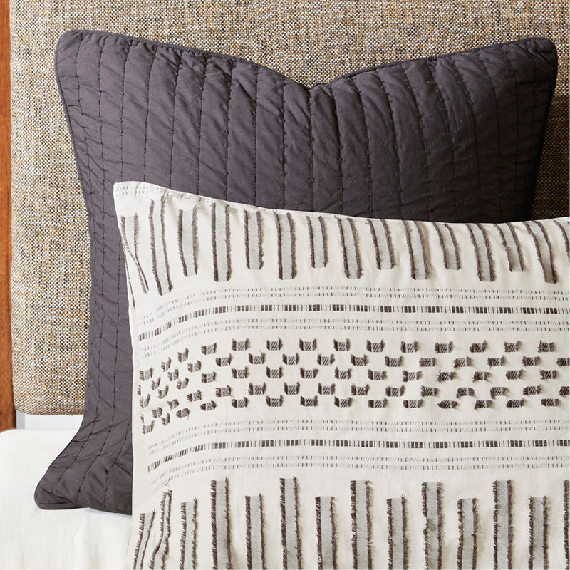 Mini ensemble d'édredon en jacquard de coton ivoire / gris anthracite double / grand, Ivoire/gris anthracite