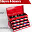21 - Inch, Heavy Duty Portable Tool Box, Red, 4 Drawers, Liners, Auto Locking, Secure, Transport Steel Portable, Ample Organization