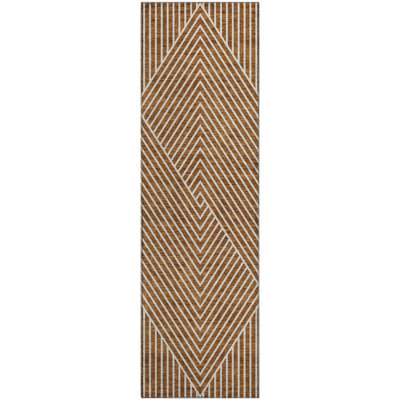 Premium Machine Washable Prisco Terracotta Rug